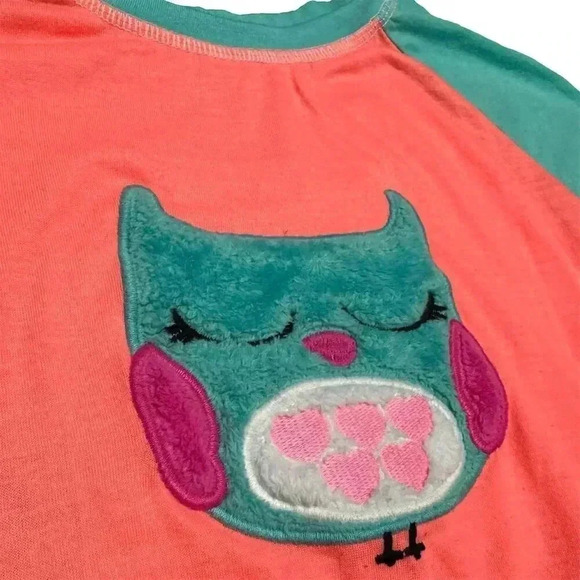 Wonder Nation Girls' Owl Pajama Set XL Multicolor Long Sleeve 2-Piece - Picture 3 of 7